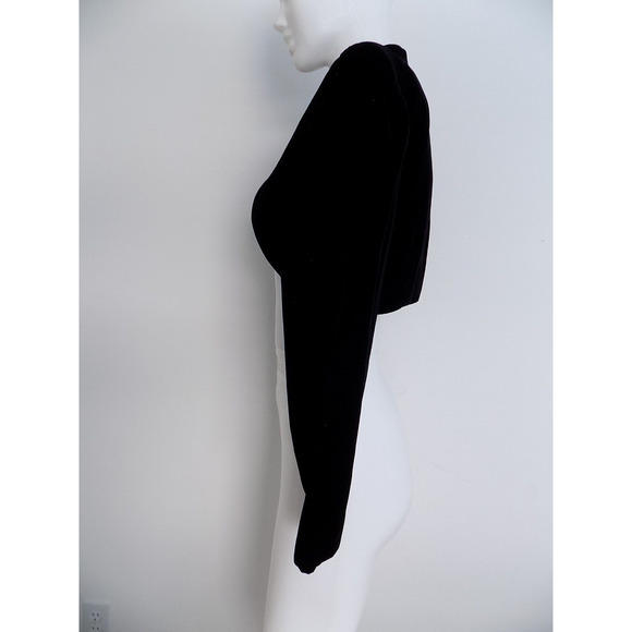Vintage Fabian Molina cropped black velvet blazer size 14 - Picture 5 of 8